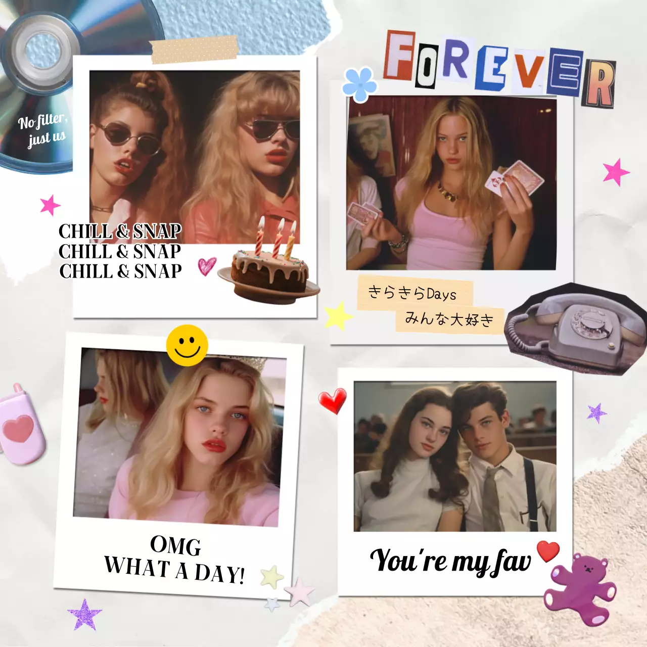 カラフル ポップ フォトアルバム ビンテージ