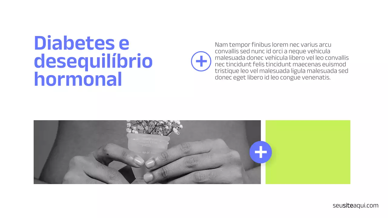 Apresentação minimalista em azul, branco e preto, saúde e medicina