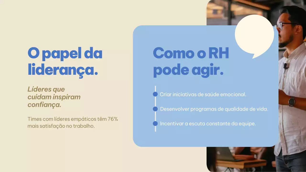 Apresentação Bege e Azul sobre Saúde Mental no Ambiente Corporativo