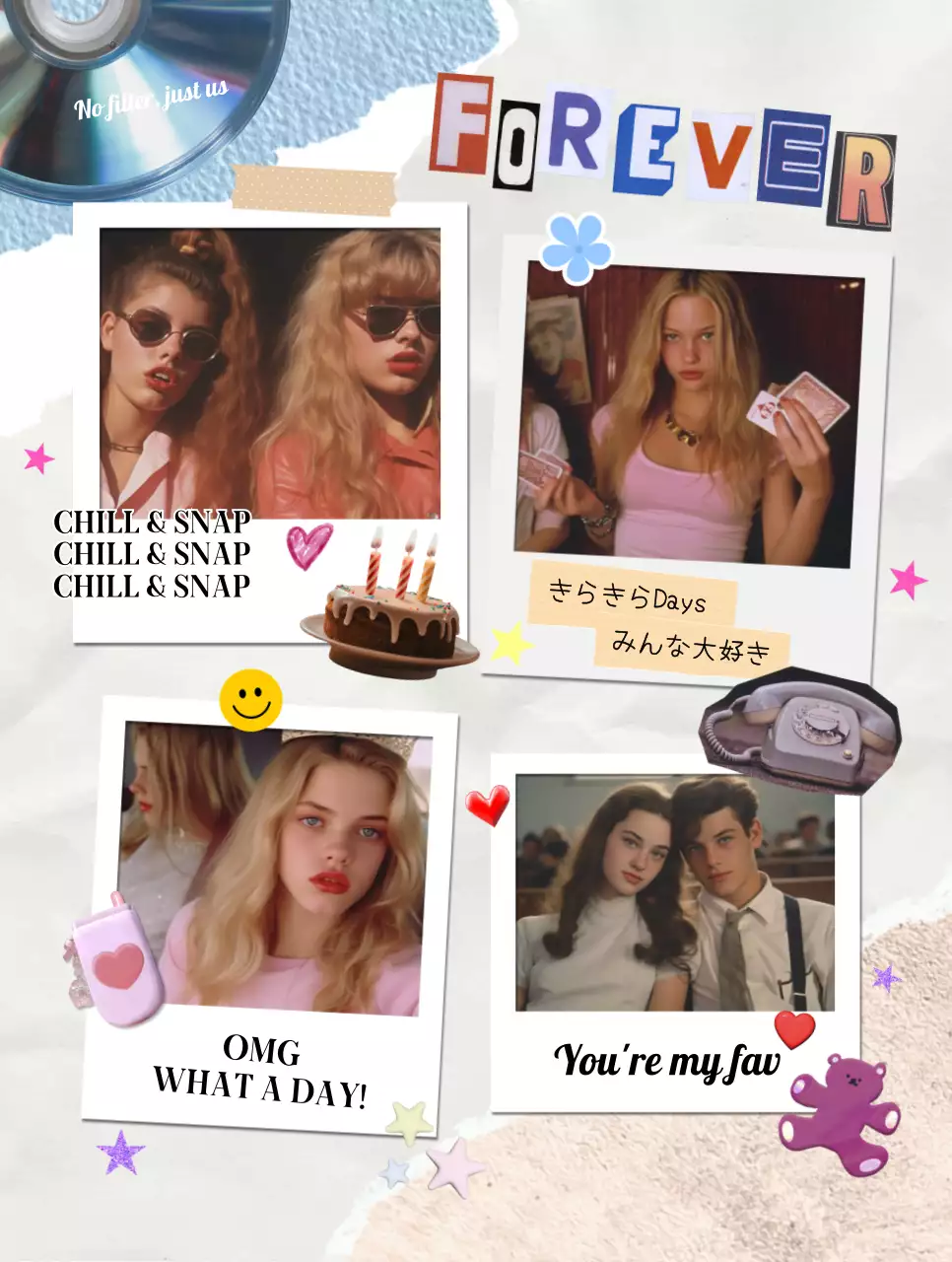 カラフル ポップ フォトアルバム ビンテージ