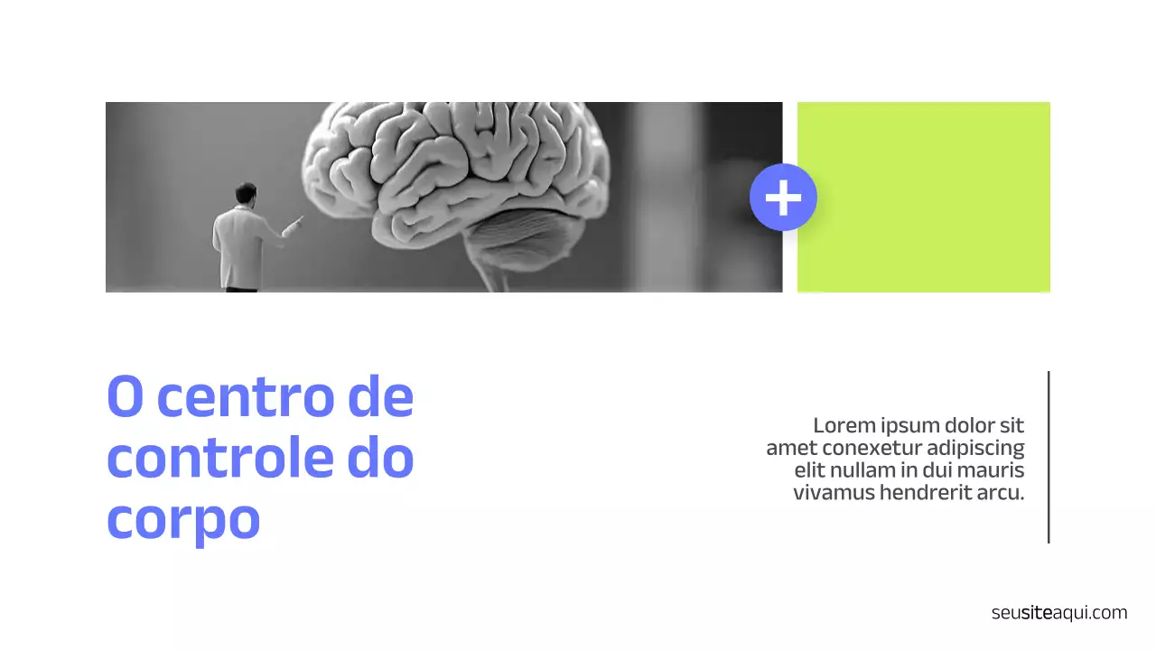Apresentação minimalista em azul, branco e preto, saúde e medicina