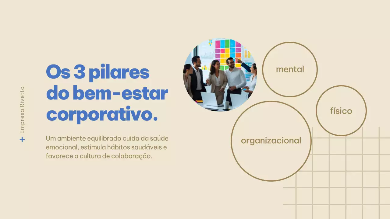 Apresentação Bege e Azul sobre Saúde Mental no Ambiente Corporativo