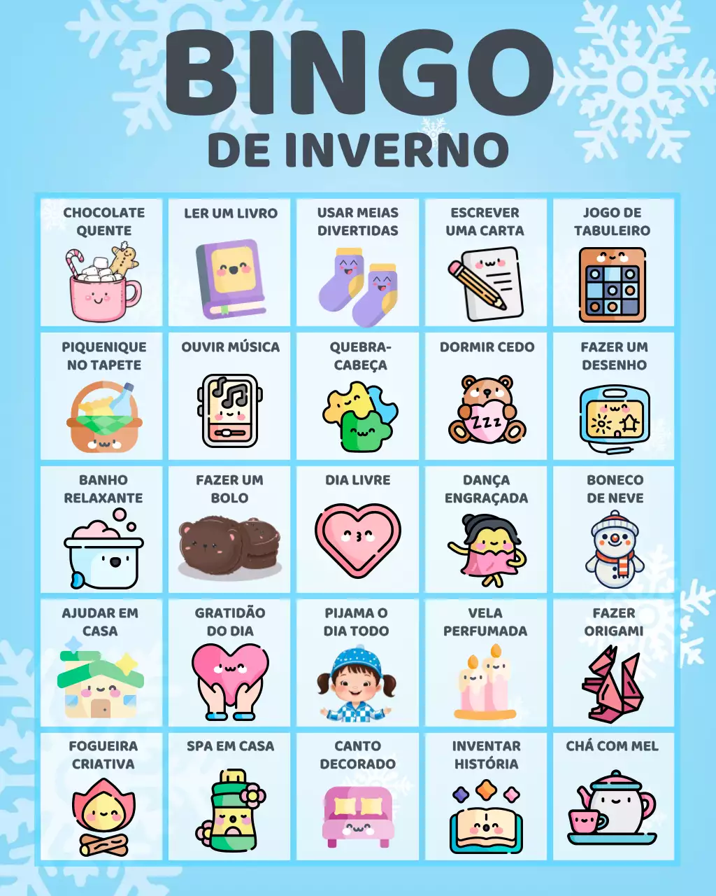 Postagem do Instagram do jogo de atividades de inverno Blue Cute
