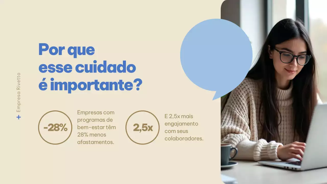 Apresentação Bege e Azul sobre Saúde Mental no Ambiente Corporativo
