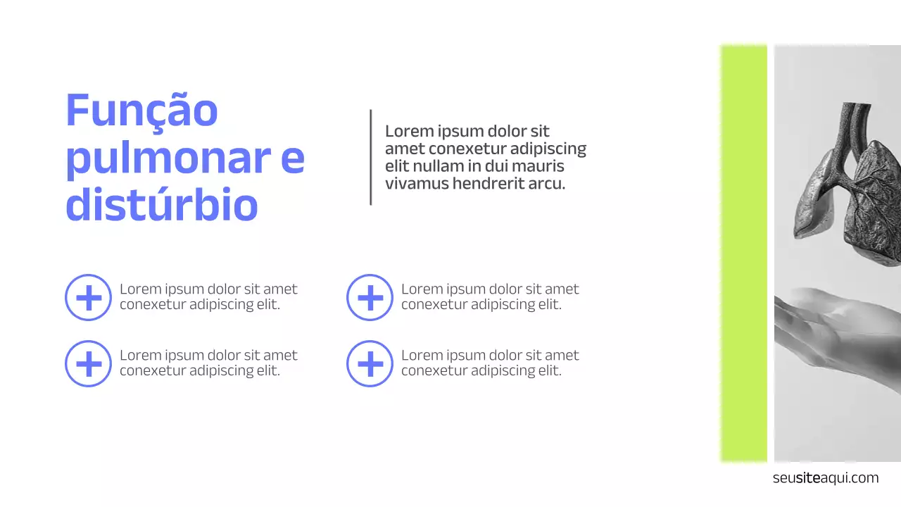 Apresentação minimalista em azul, branco e preto, saúde e medicina