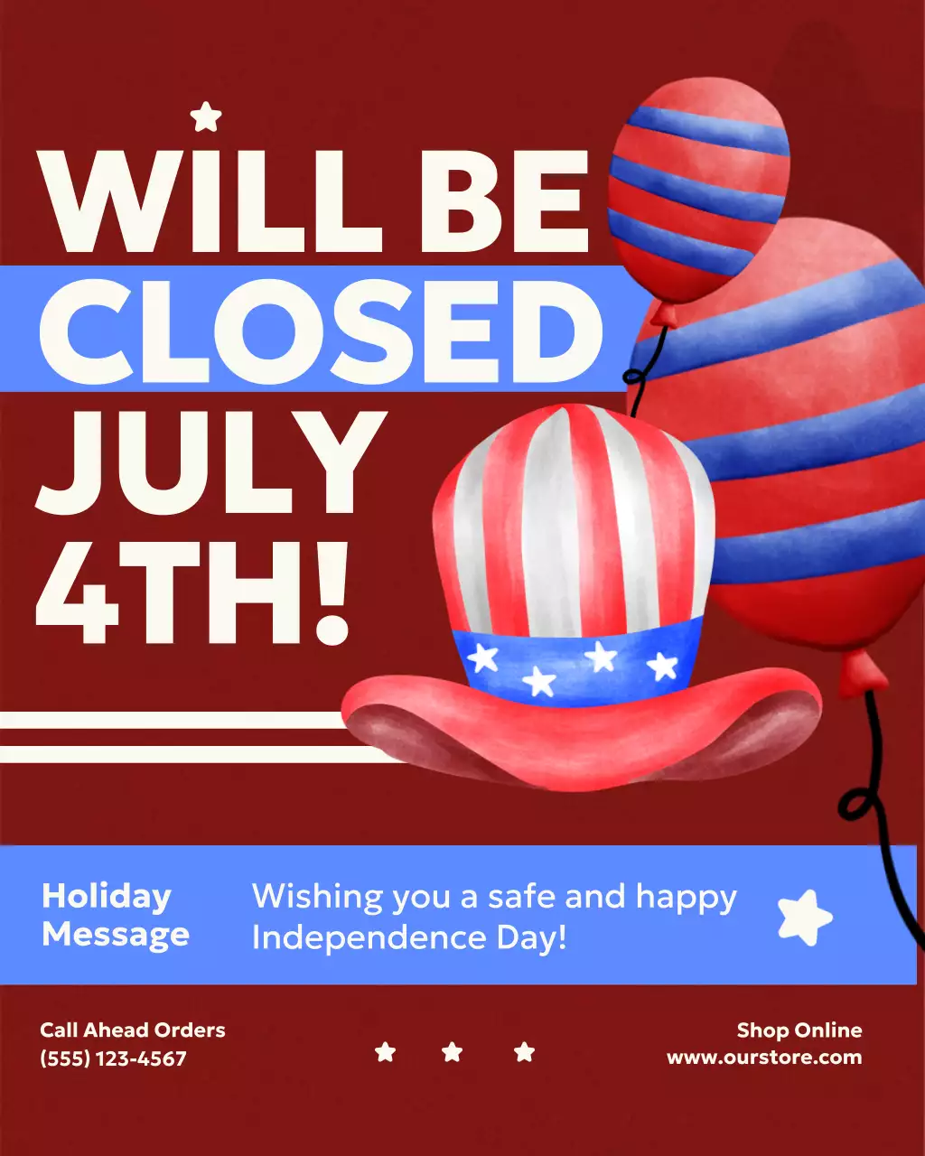 Red Creative Independence Day announcement Instagram Post