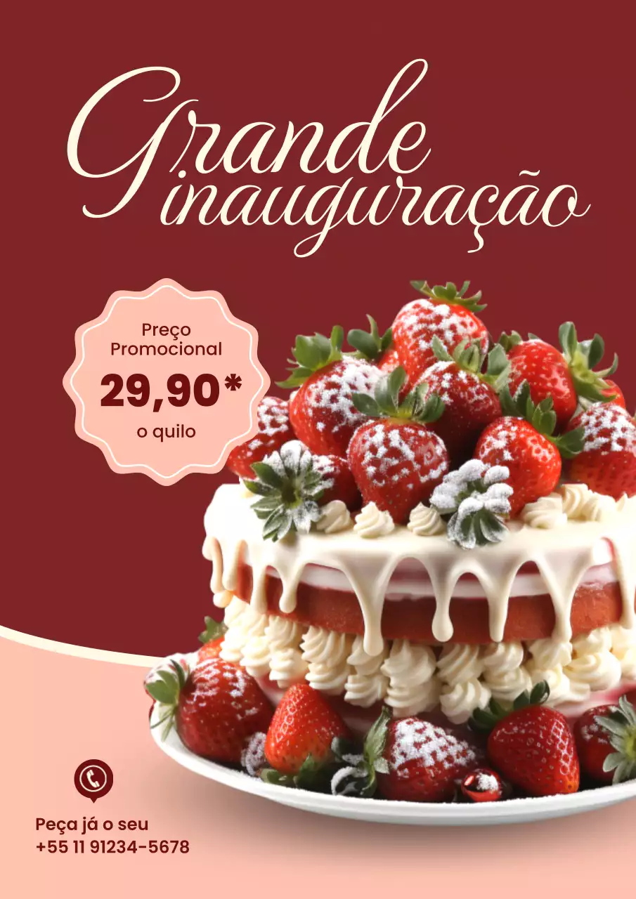 Cartaz de propaganda de bolo vermelho elegante na web