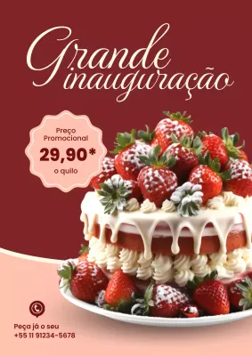 Cartaz de propaganda de bolo vermelho elegante na web