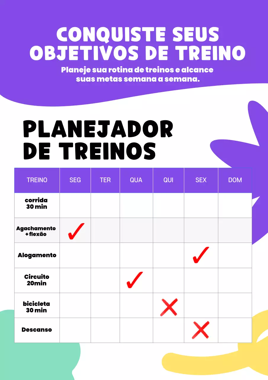 Pôster de planejador de condicionamento físico moderno roxo