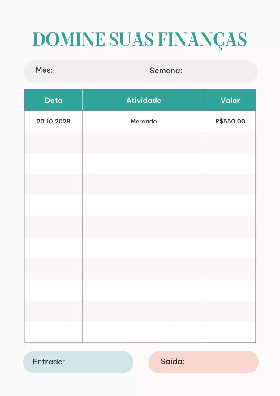 Pôster Teal Minimal Finance Planner