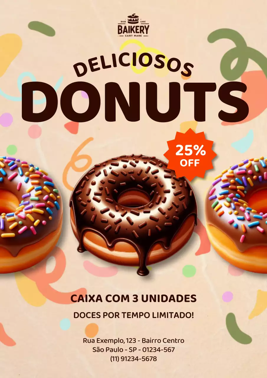 Cartaz promocional de donut retrô colorido