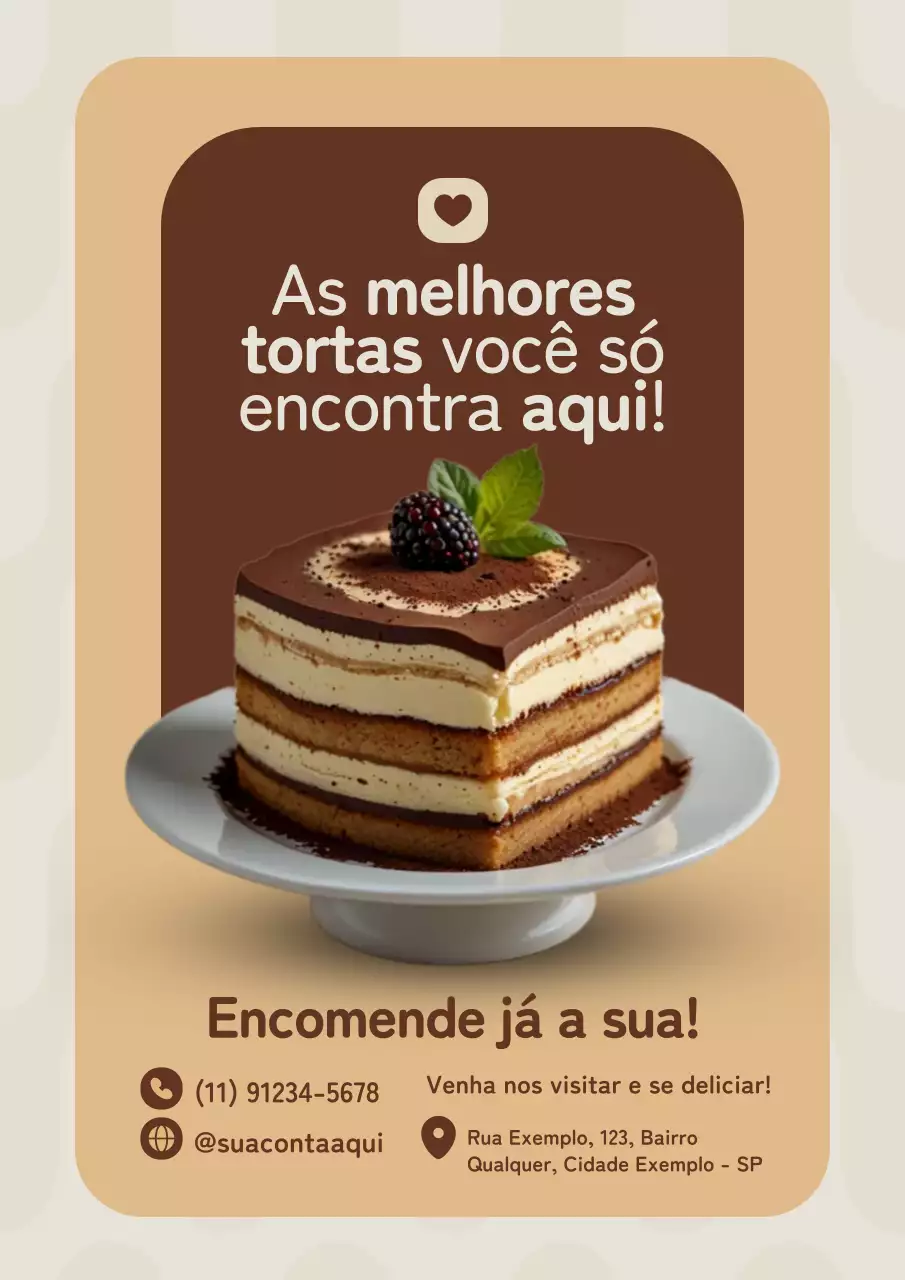 Cartaz de anúncio de bolo moderno bege