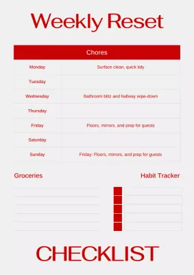 Simple and Trendy Red Weekly Checklist Web Poster