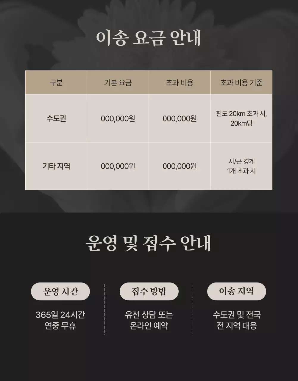 검정 고급 장례식 안내