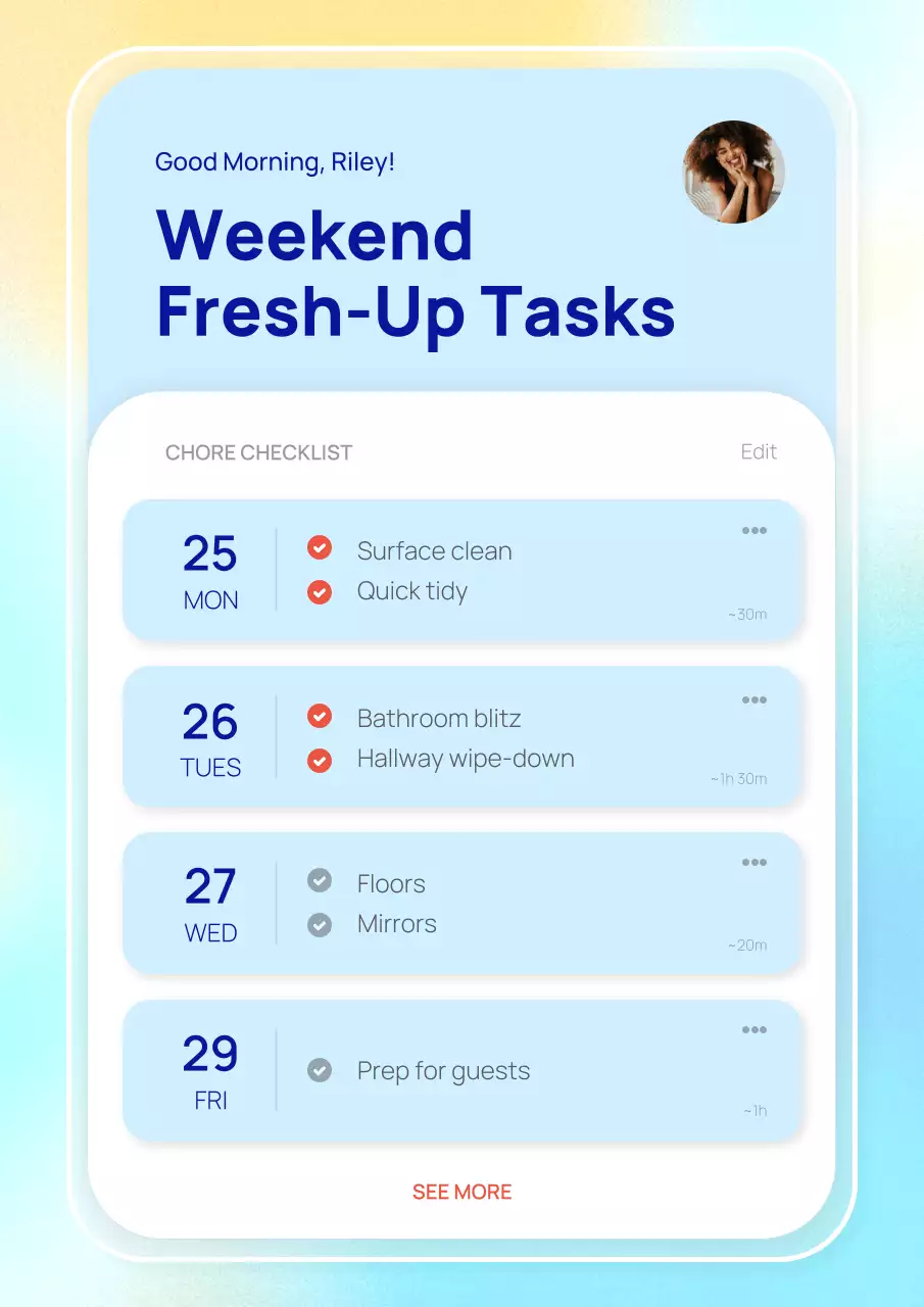 블루 모던 태스크 플래너 포스터