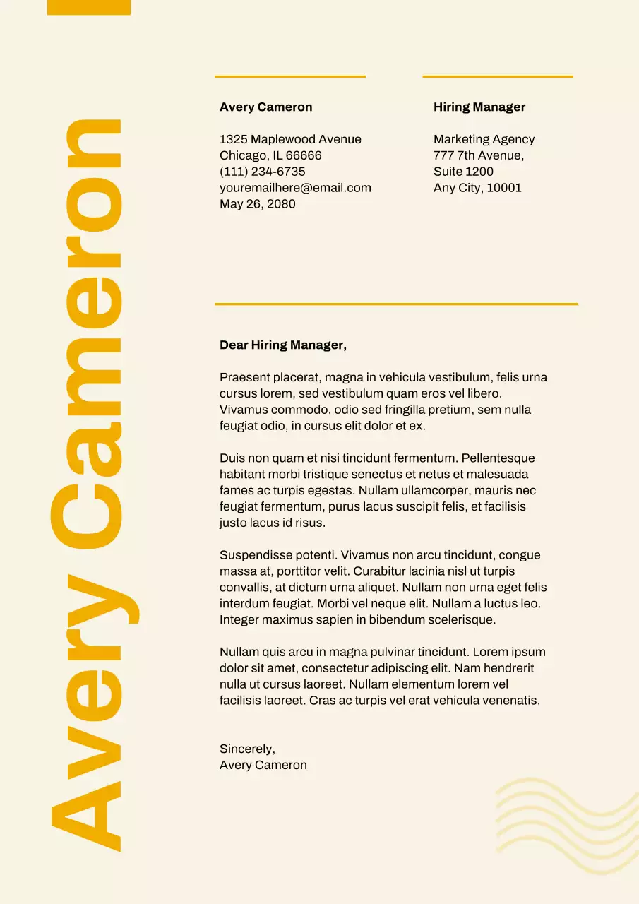 Yellow Swiss Style Cover Letter Document Poster
