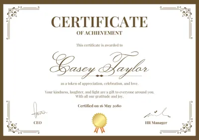 Brown Classic Achievement Certificate Poster