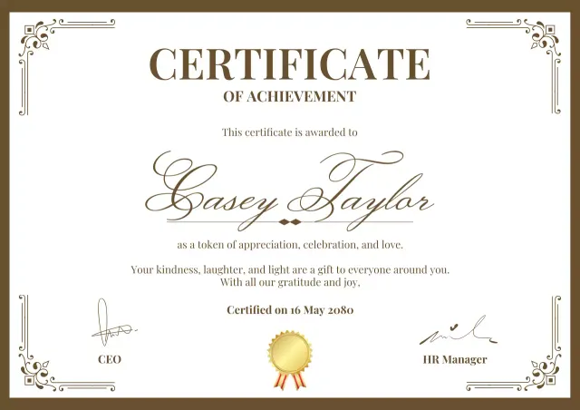 Poster Sertifikat Prestasi Klasik Brown