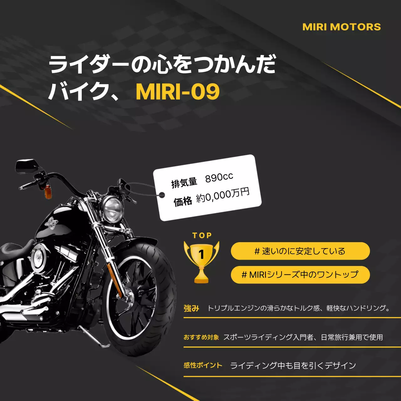 黒 モダン オートバイ ポスター