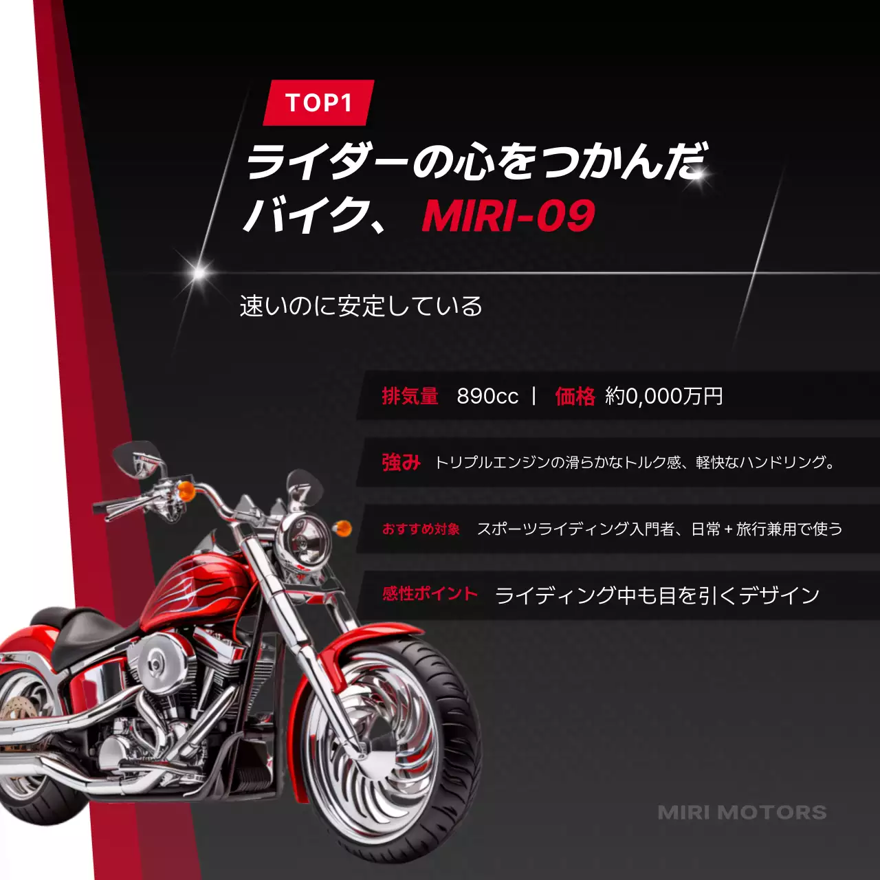 赤 モダン オートバイ ポスター