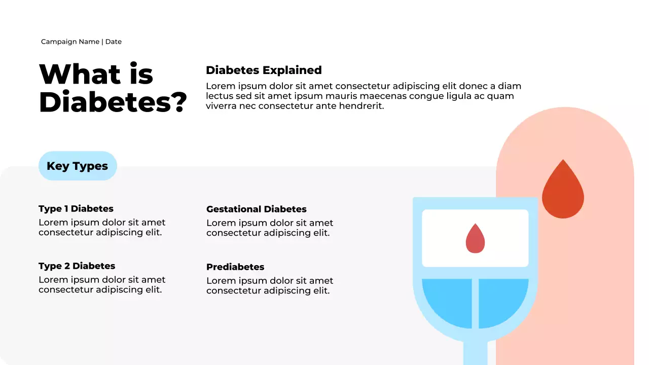 블루 미니멀 당뇨병 가이드 프레젠테이션