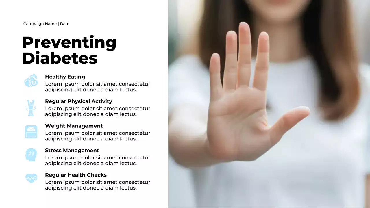 블루 미니멀 당뇨병 가이드 프레젠테이션