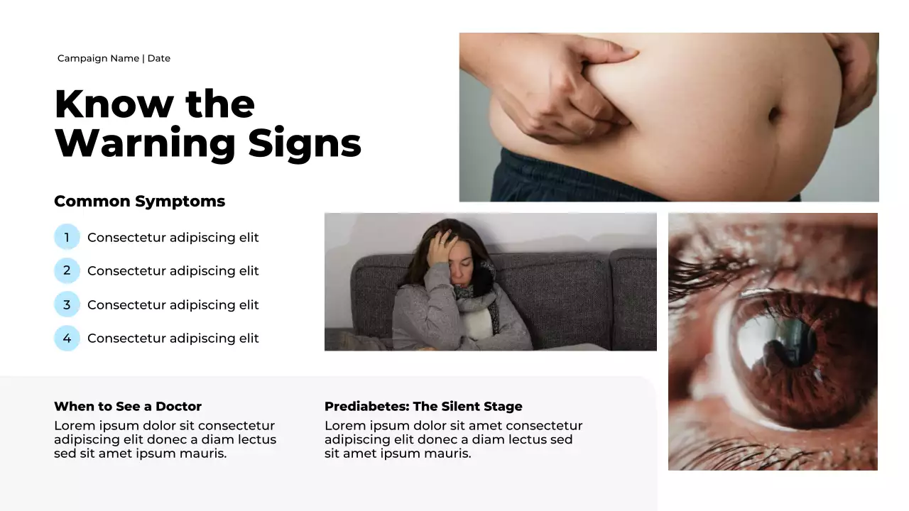 블루 미니멀 당뇨병 가이드 프레젠테이션