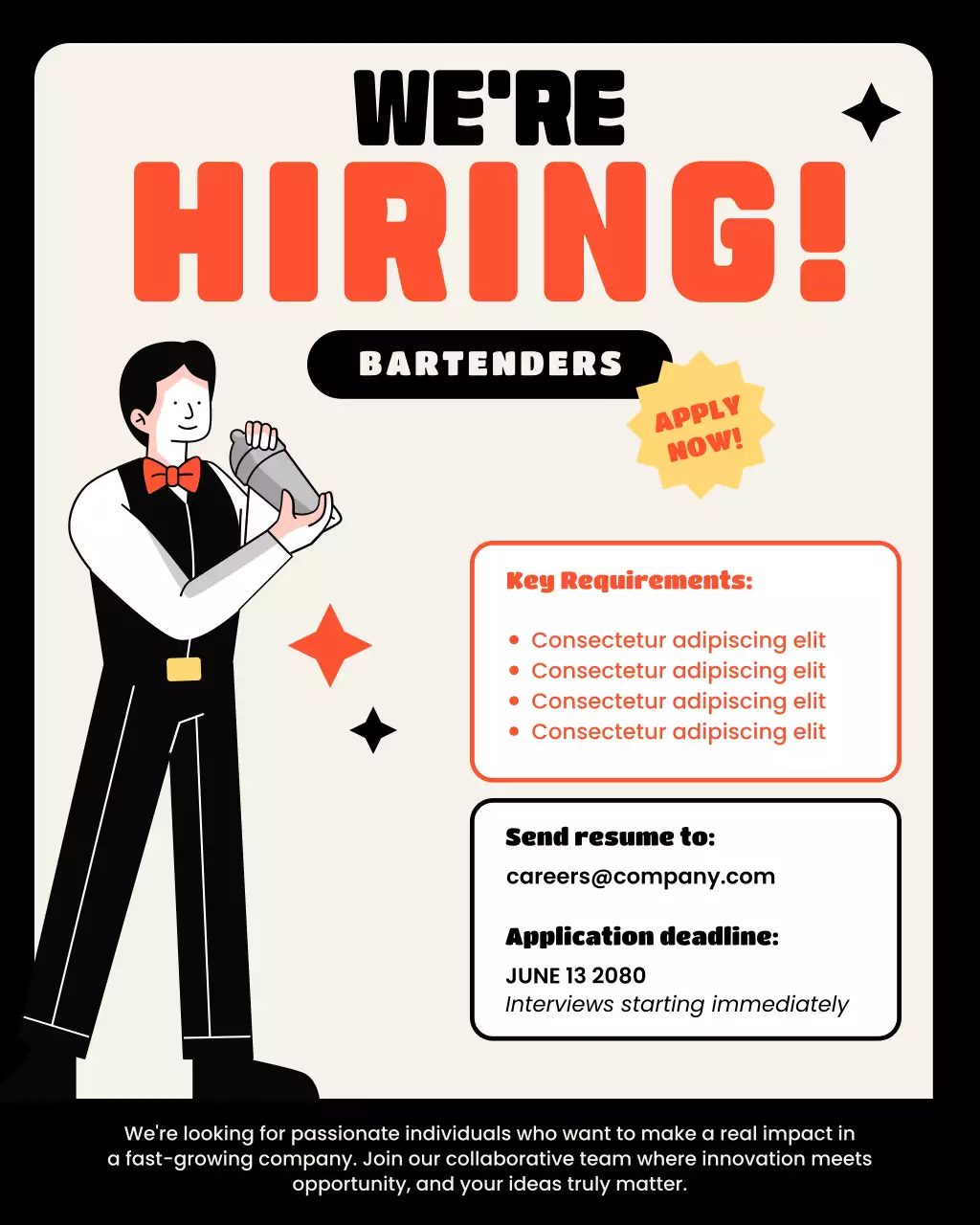 Orange Modern Hiring Announcement Instagram Post