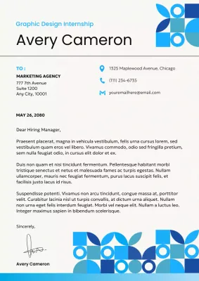 Blue Modern Internship Cover Letter Poster