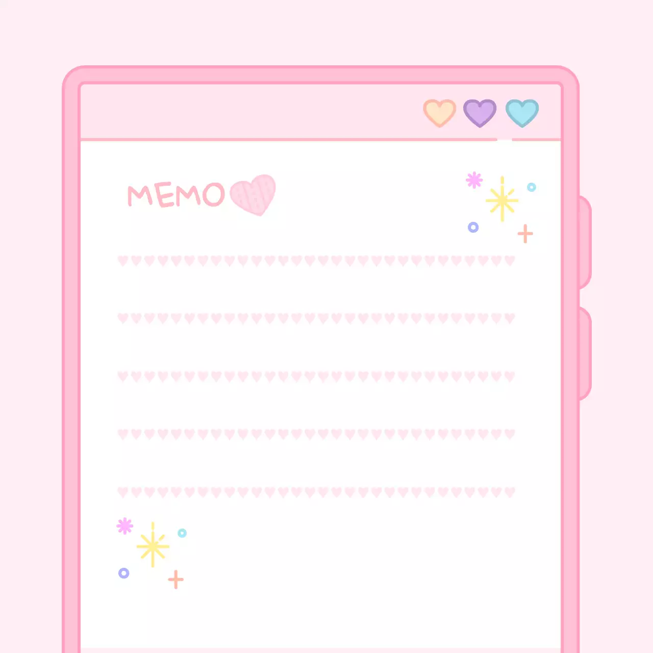 핑크 아기자기한 메모지 문구