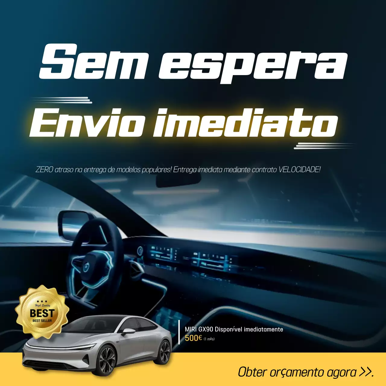 Anúncio de carro moderno azul