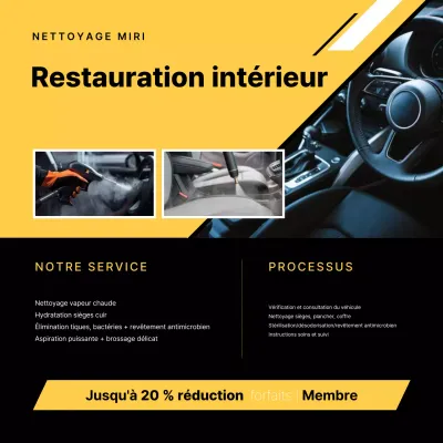 Publicité jaune pour l'entretien des voitures modernes