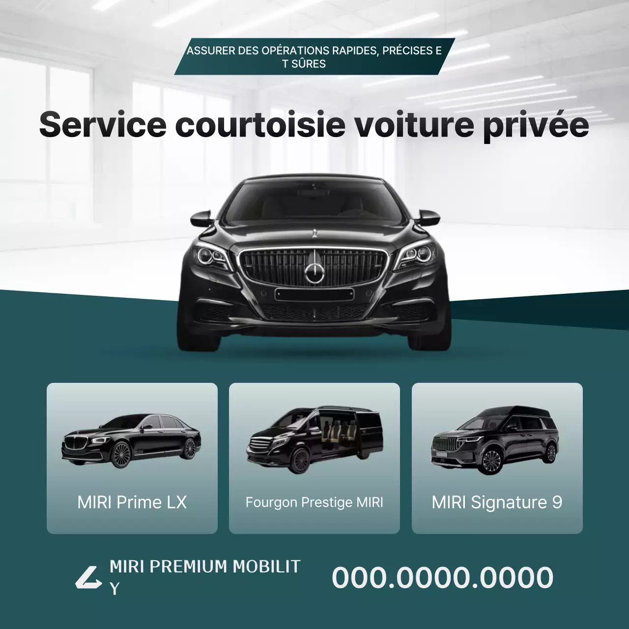 Publicité pour un service de courtoisie de véhicule moderne en menthe et vert