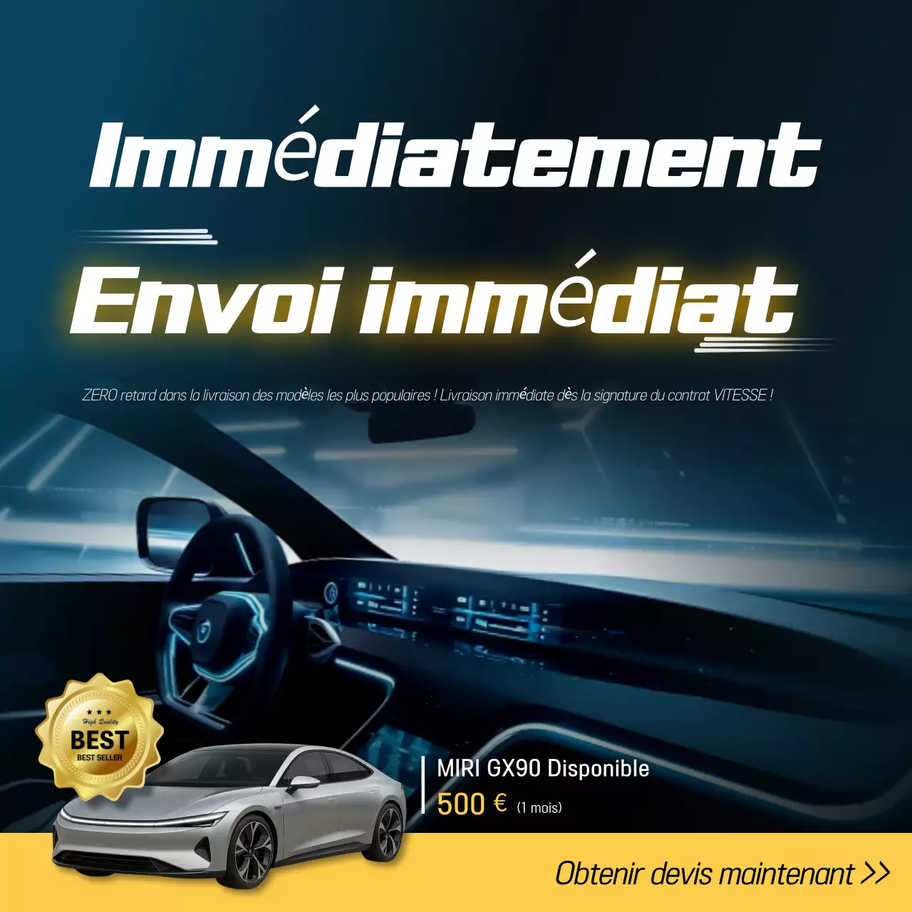 Publicité pour une voiture bleue moderne