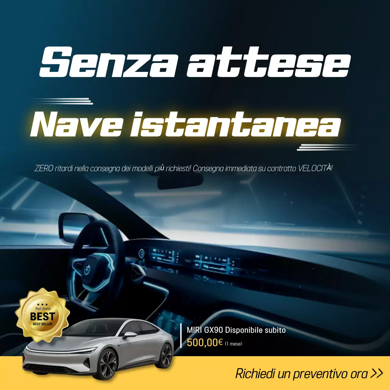 Pubblicità di auto moderna blu