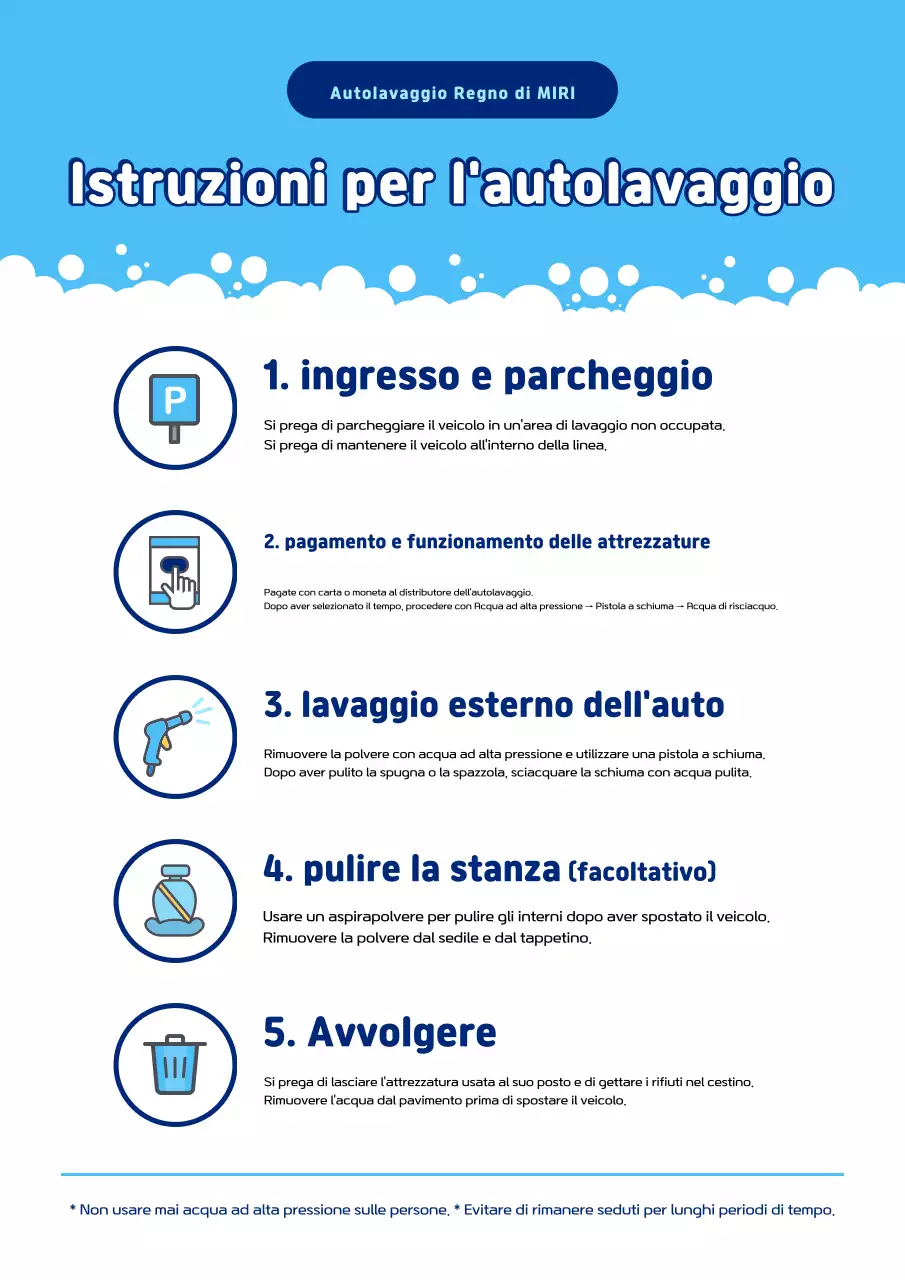 Guida al lavaggio auto semplice blu