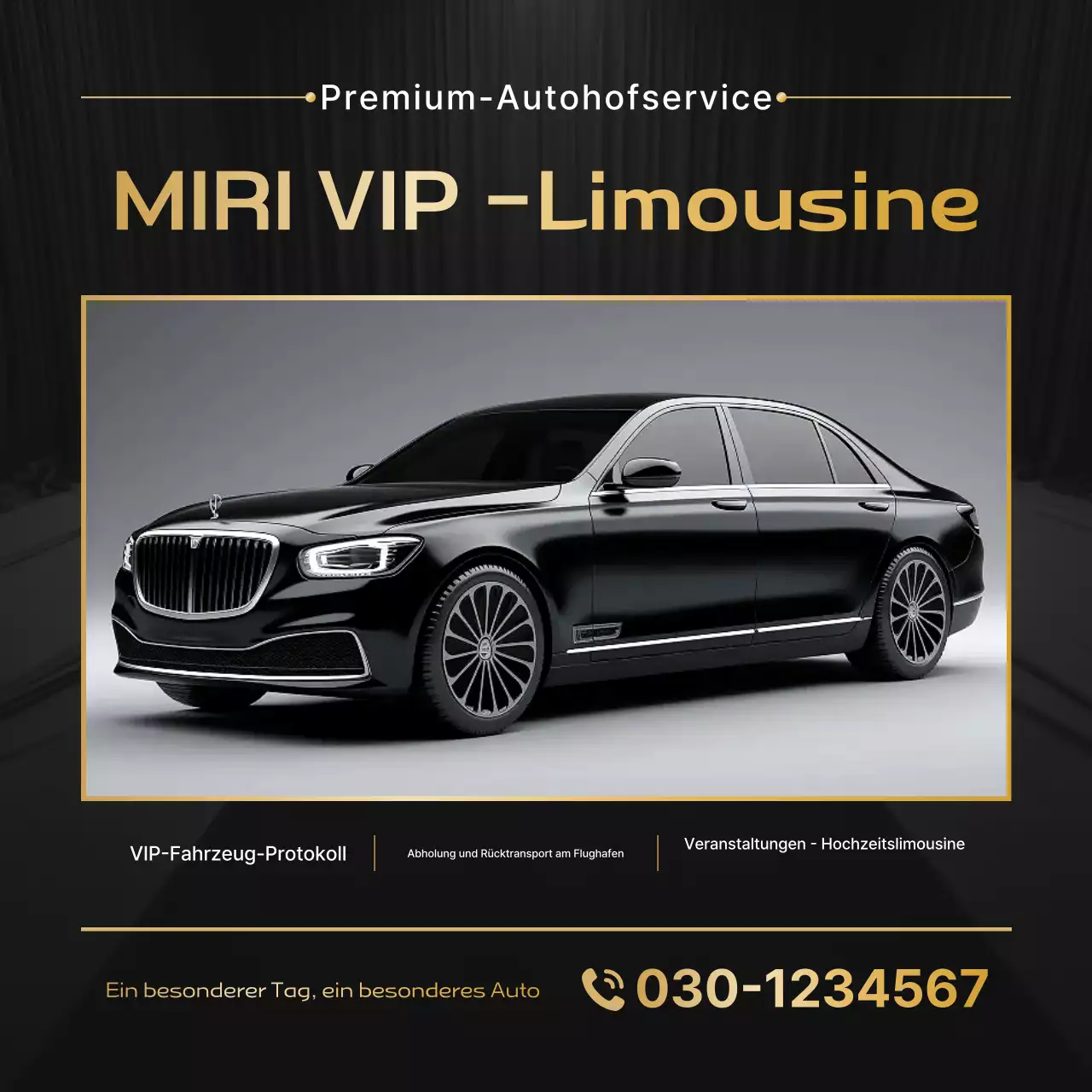 Werbung für ein schwarzes Luxusauto