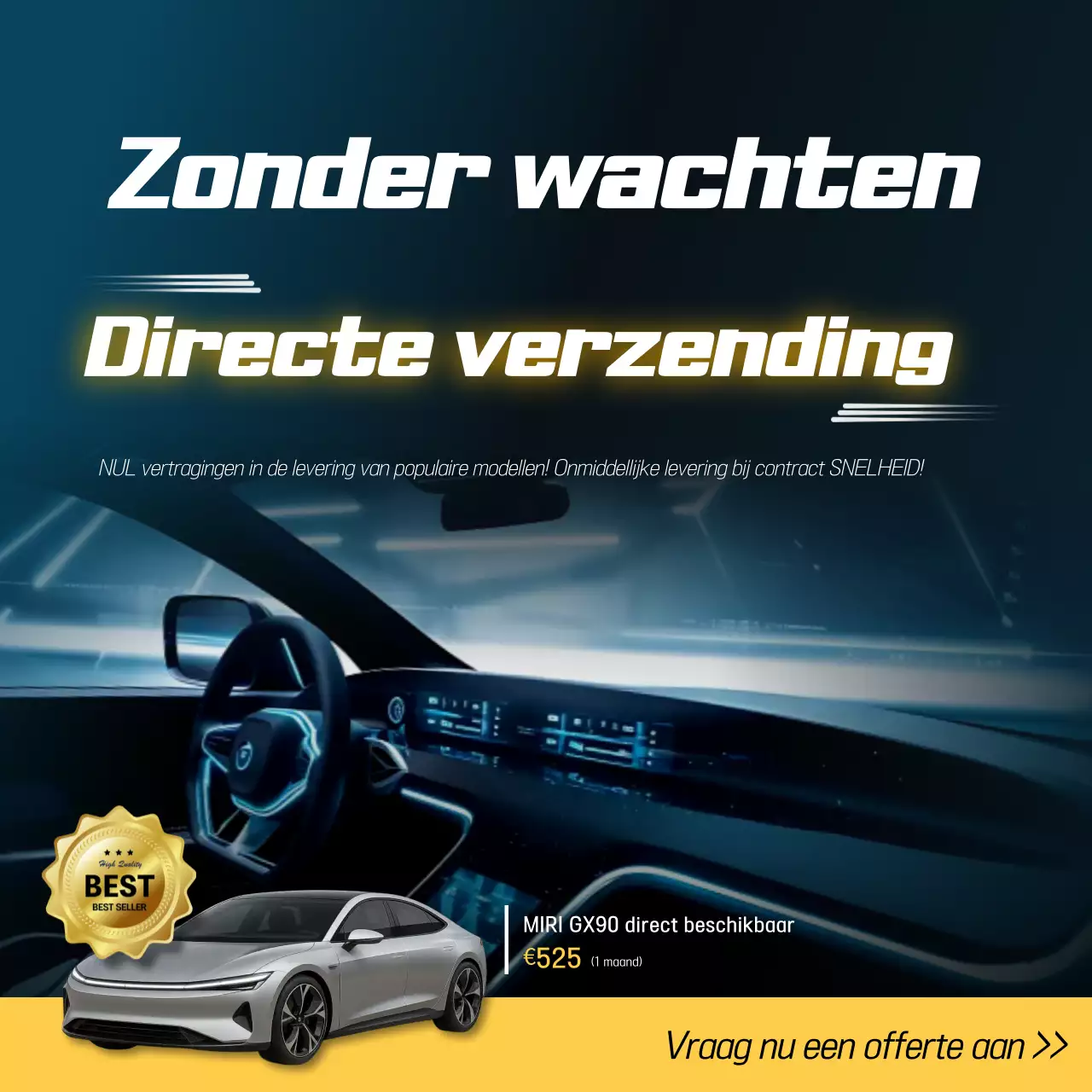 Blauwe moderne auto-advertentie