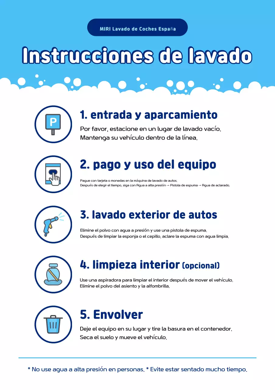 Guía sencilla de lavado de autos azul