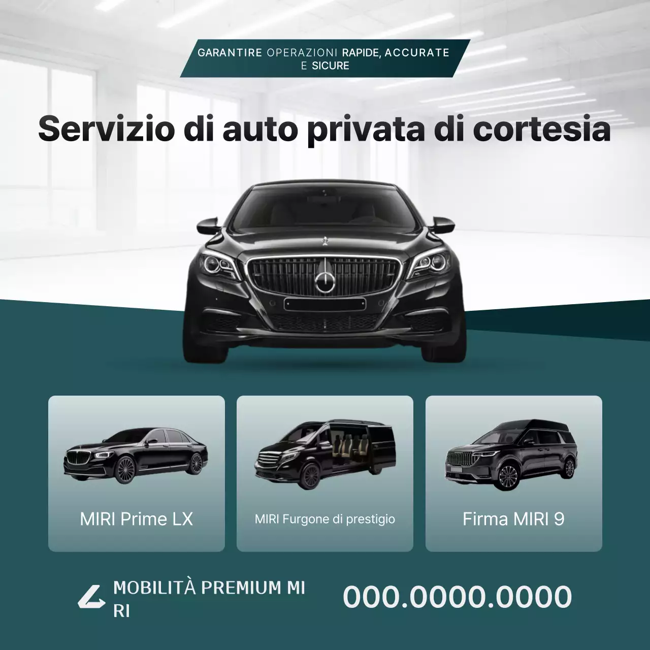 Pubblicità moderna di servizio di cortesia per veicoli in menta e verde