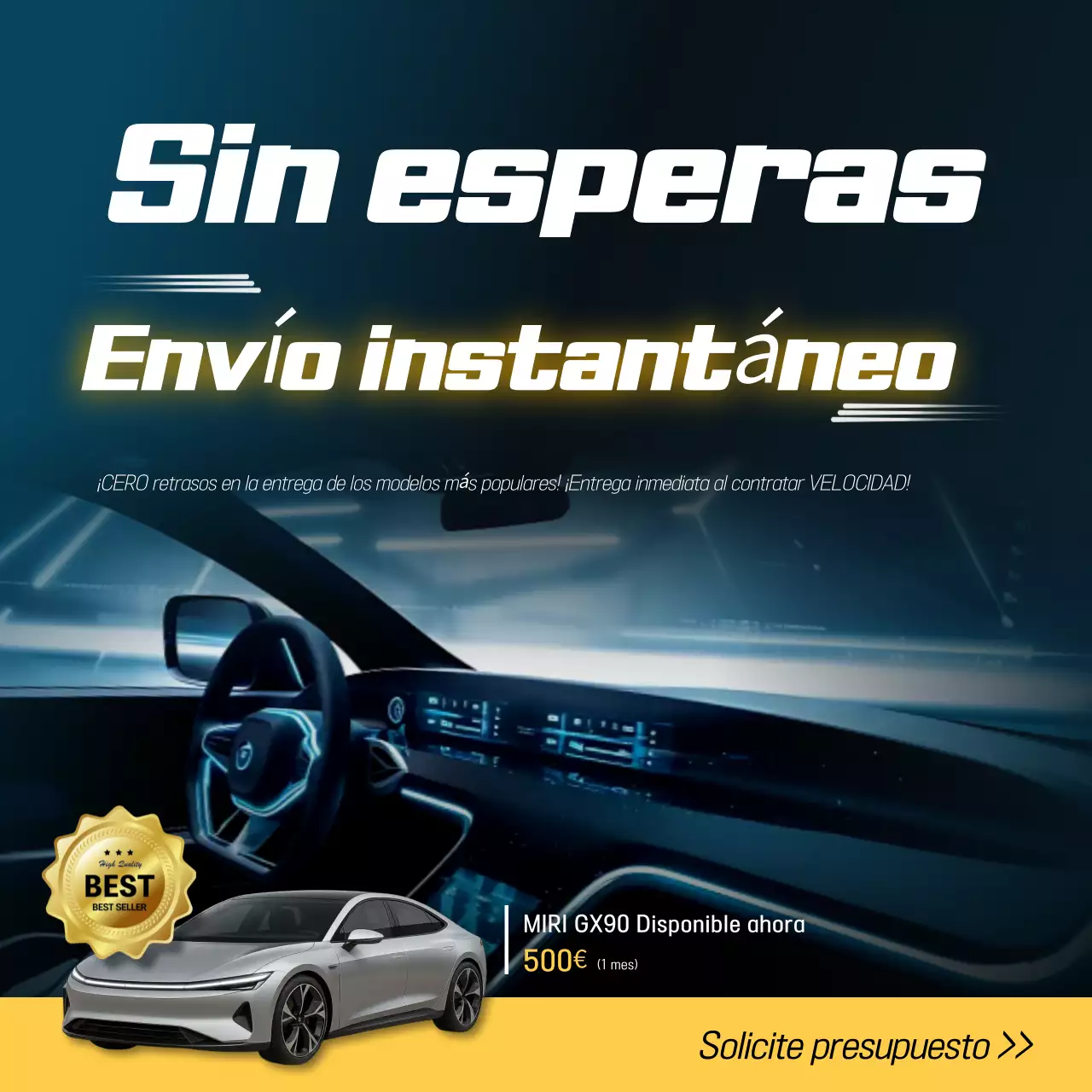 Anuncio de coche moderno azul