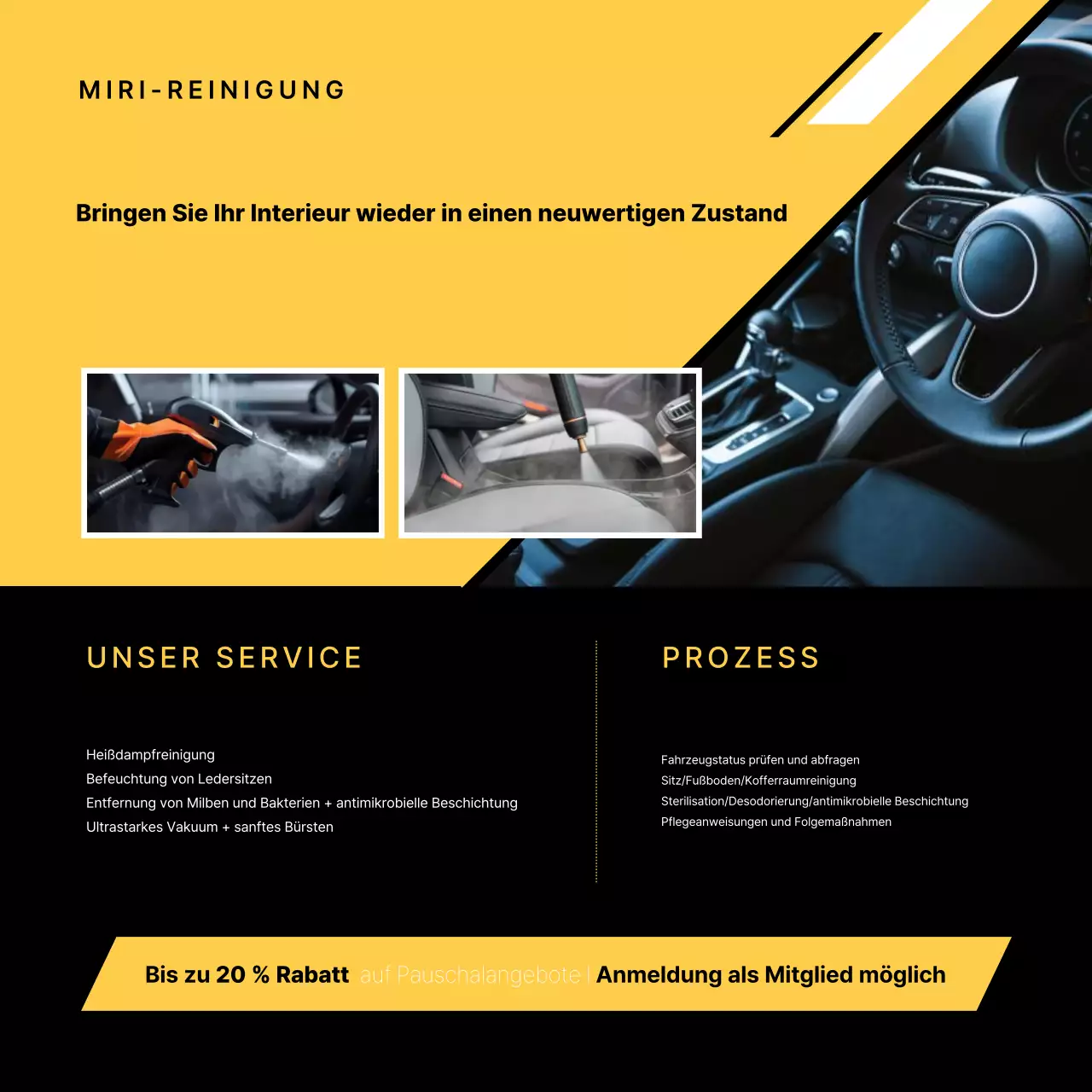 Gelbe moderne Autopflege-Werbung