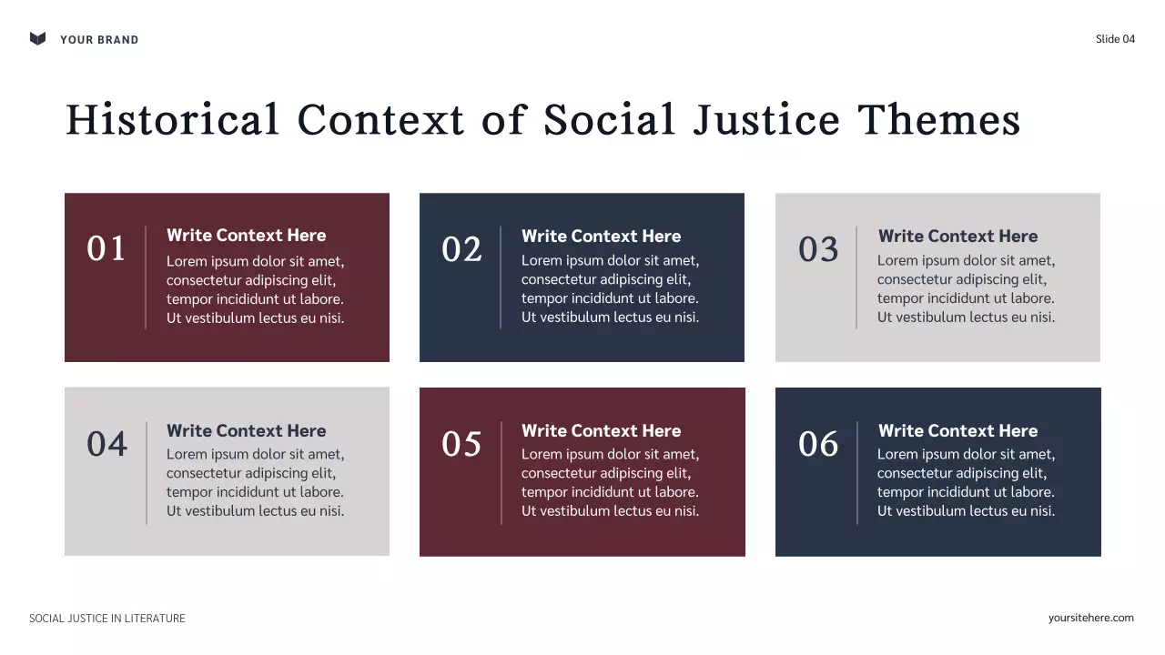 Navy and Maroon Classic Social Justice in Literature Presentation