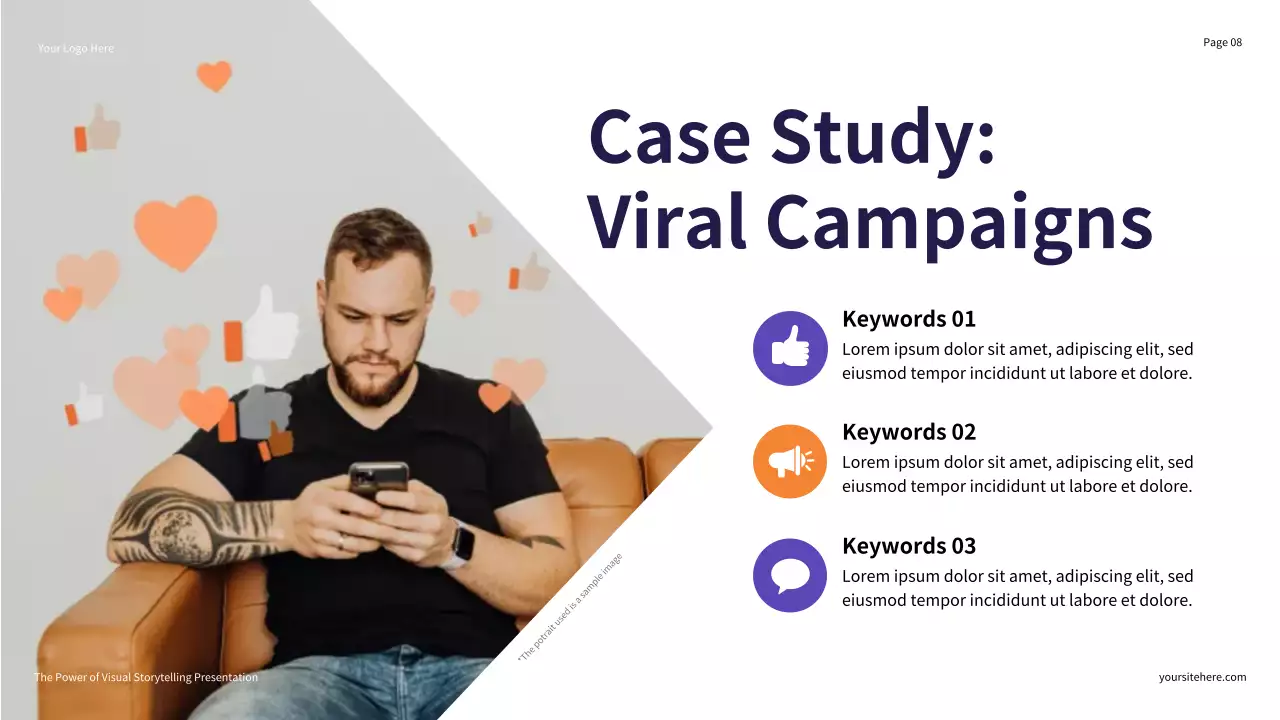 Purple and Orange Illustrative The Power of Visual Storytelling Presentation