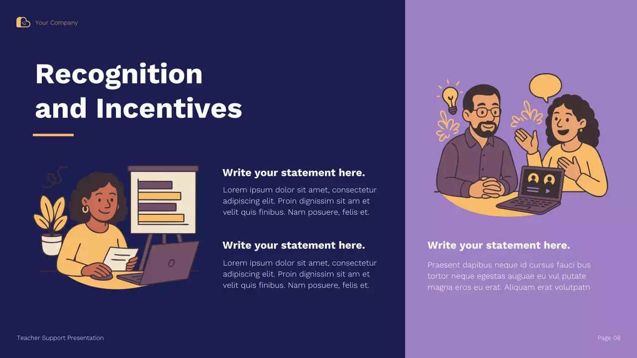 Blue Orange Illustrative Teacher Support and Retention Strategies Presentation