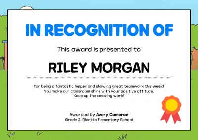 Blue Simple Children's Award Certificate Poster