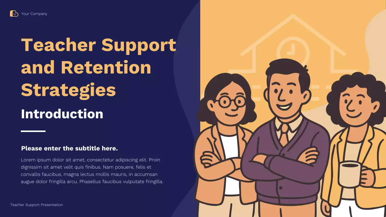 Blue Orange Illustrative Teacher Support and Retention Strategies Presentation