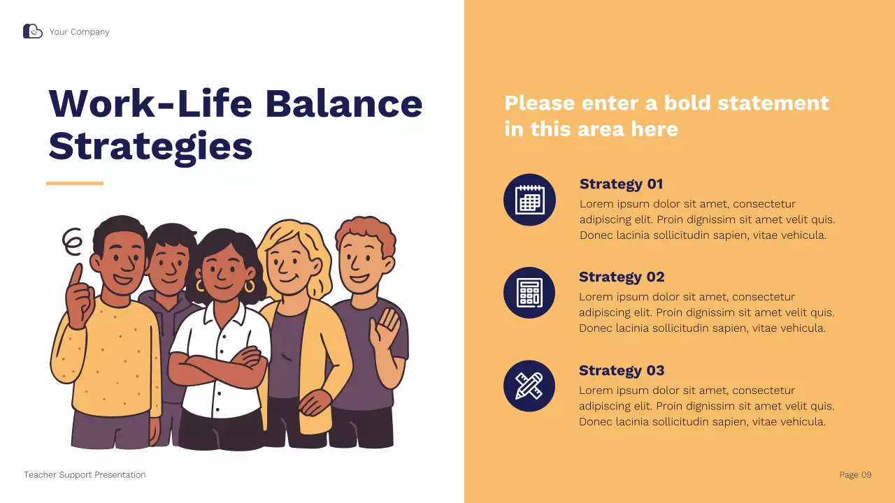 Blue Orange Illustrative Teacher Support and Retention Strategies Presentation