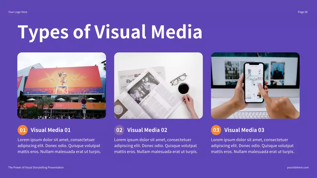Purple and Orange Illustrative The Power of Visual Storytelling Presentation
