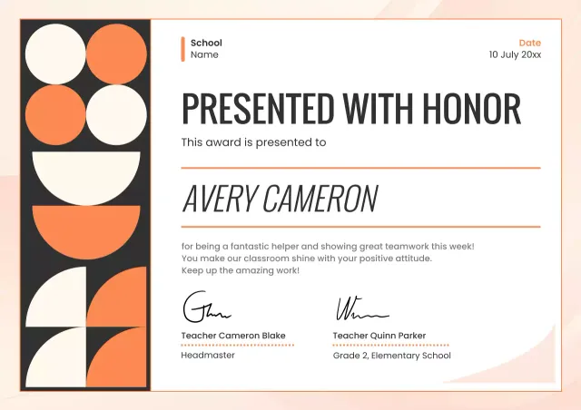 Poster Sertifikat Sekolah Geometris Oranye